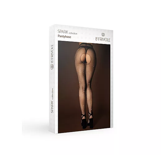 Колготки искрящиеся стразами из Spark Collection от Le Frivole в сетку с доступом S-M-L-XL