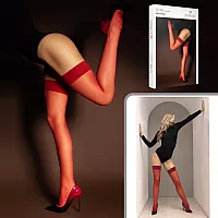 Базовые капроновые чулки из Sense Collection от Le Frivole красного цвета S-M
