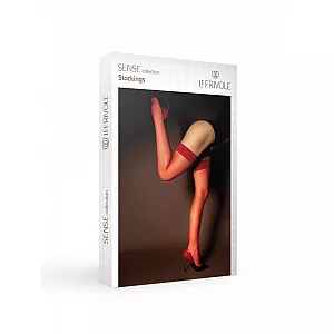 Базовые капроновые чулки из Sense Collection от Le Frivole красного цвета S-M