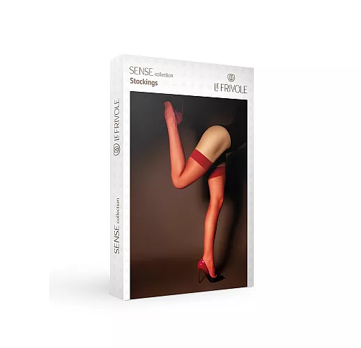 Базовые капроновые чулки из Sense Collection от Le Frivole красного цвета S-M