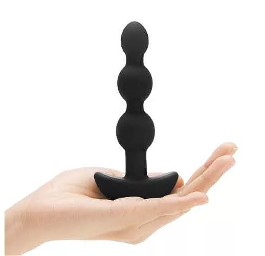 Чёрная анальная виброёлочка TRIPLET ANAL BEADS BLACK - 14 см.