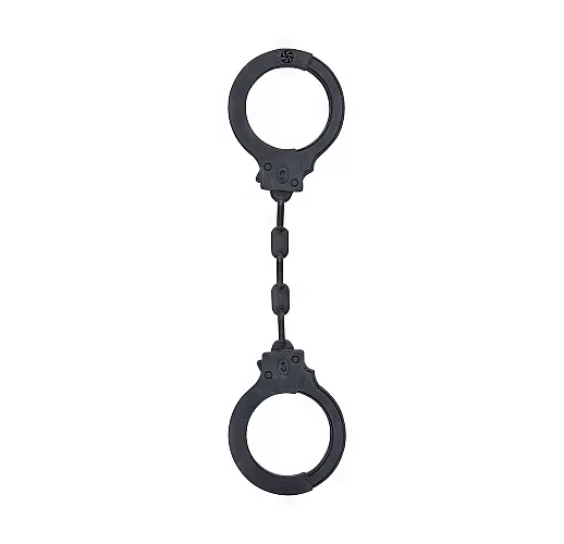 Черные силиконовые наручники Suppression Cuffs Silicone с атласным мешочком для хранения