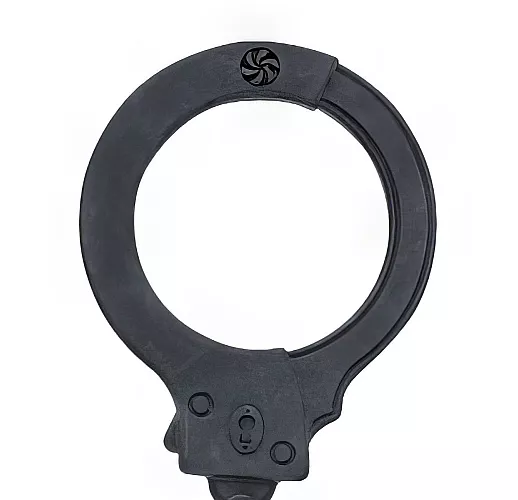 Черные силиконовые наручники Suppression Cuffs Silicone с атласным мешочком для хранения