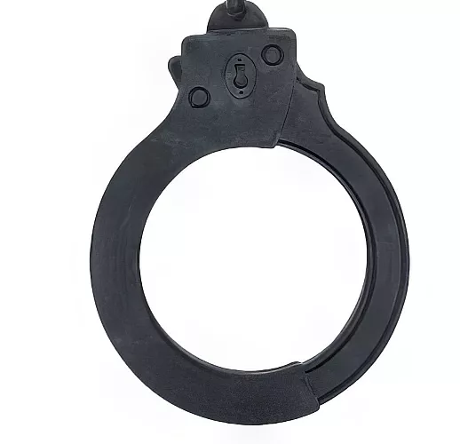 Черные силиконовые наручники Suppression Cuffs Silicone с атласным мешочком для хранения