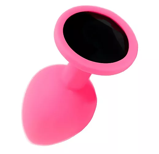 Эксклюзивная силиконовая анальная пробка 4S "Incarnadine" с черным стразом - 7,6 см. ⌀ 2,8 см.