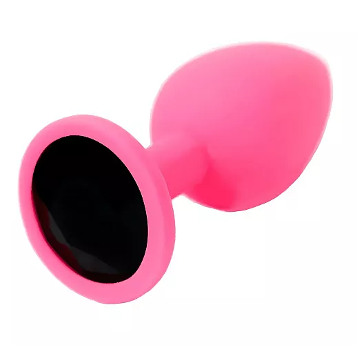 Эксклюзивная силиконовая анальная пробка 4S "Incarnadine" с черным стразом - 7,6 см. ⌀ 2,8 см.