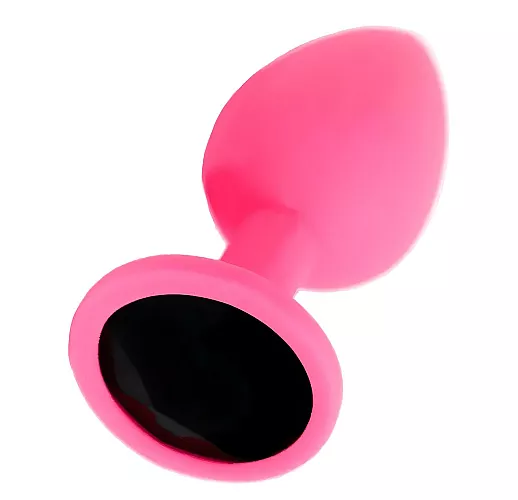 Эксклюзивная силиконовая анальная пробка 4S "Incarnadine" с черным стразом - 7,6 см. ⌀ 2,8 см.