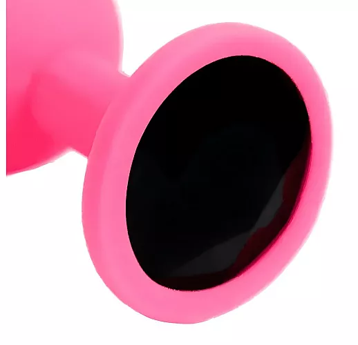 Эксклюзивная силиконовая анальная пробка 4S "Incarnadine" с черным стразом - 7,6 см. ⌀ 2,8 см.