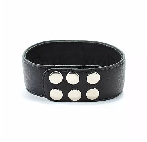 Чёрный ошейник Arsenal Collar из прочной натуральной кожи с декором из металлических заклепок