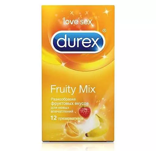 Презервативы с фруктовыми вкусами Durex Fruity Mix - 12 шт.