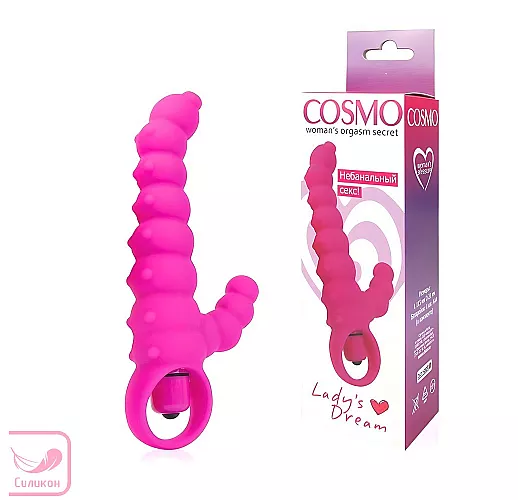 Розовый силиконовый рельефный вибромассажер Cosmo со стимулирующими "точками" - 11,5 см.