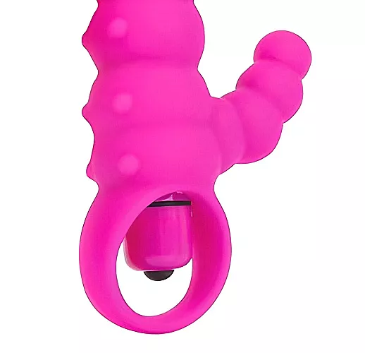 Розовый силиконовый рельефный вибромассажер Cosmo со стимулирующими "точками" - 11,5 см.