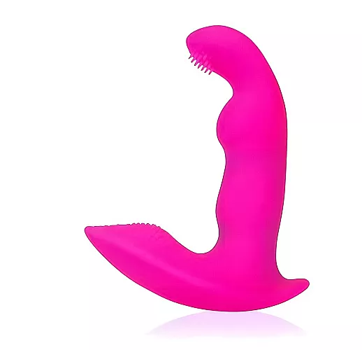 Силиконовый вибромассажер с двумя отростками с «усиками» для стимуляции клитора и точки G -  9 см.