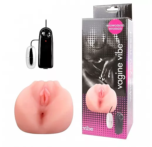 Вагина Erowoman Vagine Vibe из киберкожи "CyberSkin" с двумя любовным отверстиями и вибрацией