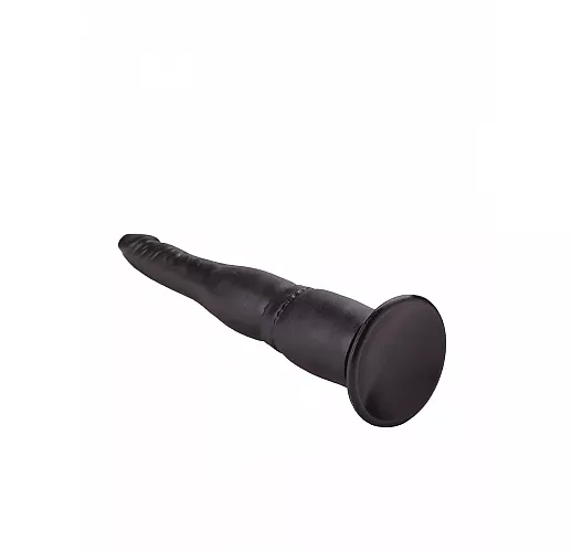 Чёрный удлинённый анальный фаллоимитатор с комфортным "переходом", на присоске - 18,5 см.