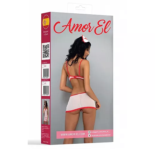 Игровой костюм "Сексуальной медсестрички" из 2 предметов S-M белый с красным