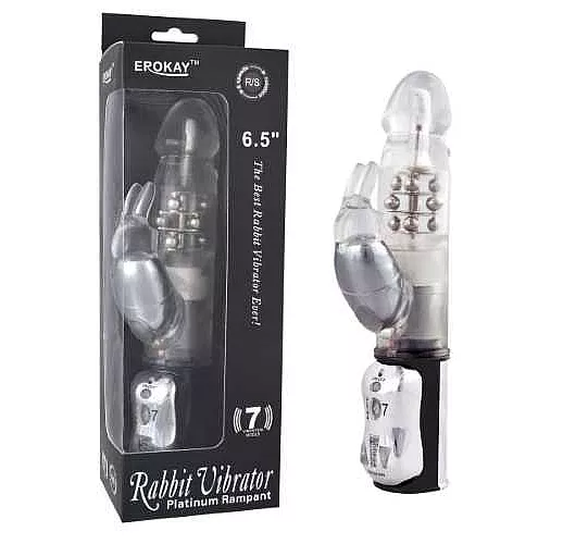 Вибратор Classicle Rabbit Silver с ротацией - 24 см.