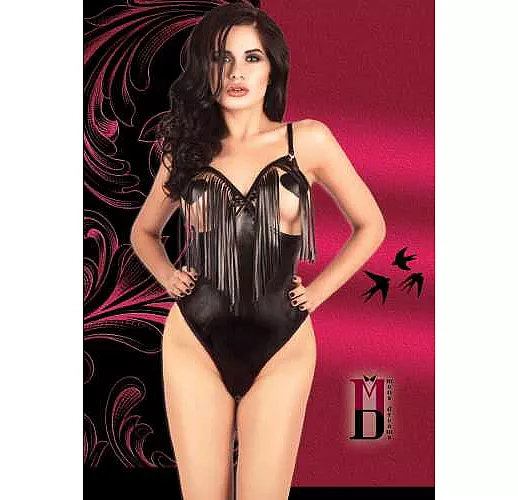 Боди с бахромой на лифе S-M черный