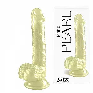Перламутровый золотистый дилдо Pearl "Mabe" на присоске - 20,5 см.