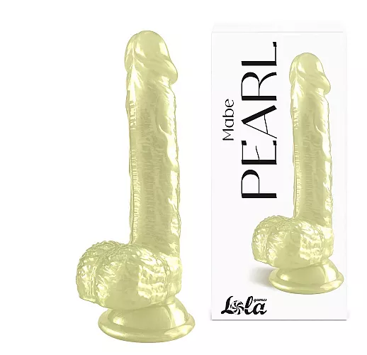 Перламутровый золотистый дилдо Pearl "Mabe" на присоске - 20,5 см.