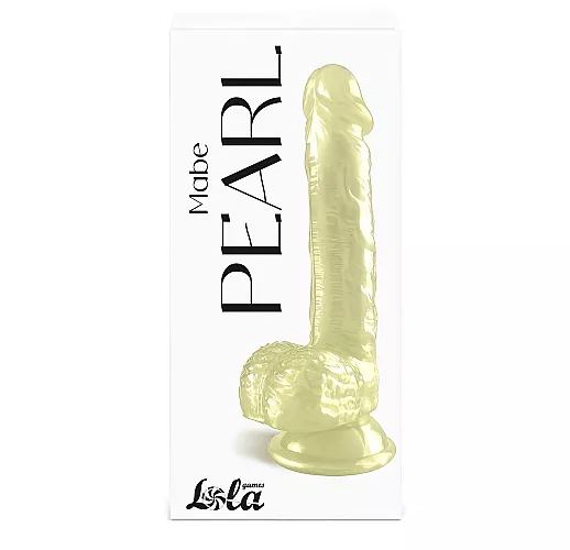 Перламутровый золотистый дилдо Pearl "Mabe" на присоске - 20,5 см.