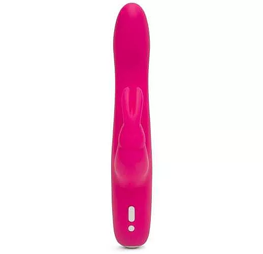 Розовый перезаряжаемый вибратор Rabbit Slimline Curve Rechargeable - 24 см.