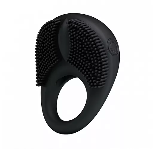 Силиконовое эрекционное кольцо Baile "Thorns" с вибрацией и «клиторальной щёточкой»