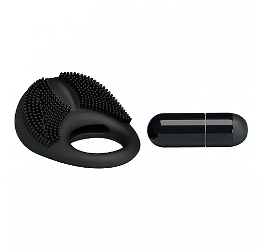 Силиконовое эрекционное кольцо Baile "Thorns" с вибрацией и «клиторальной щёточкой»