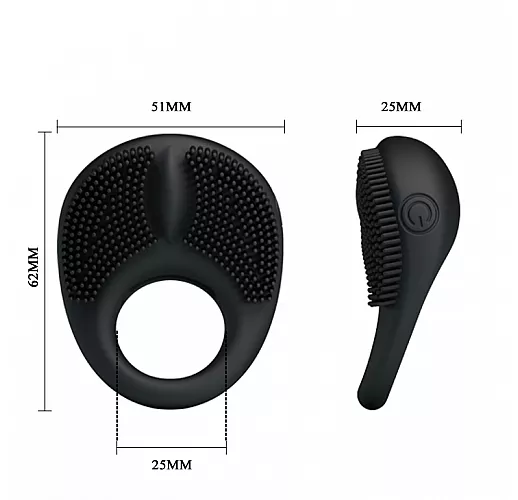 Силиконовое эрекционное кольцо Baile "Thorns" с вибрацией и «клиторальной щёточкой»