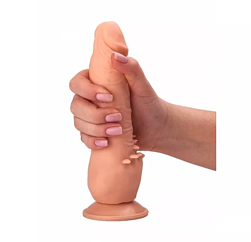 Гелевый фаллоимитатор на присоске с шипами для клиторальной стимуляции - 17,8 см.