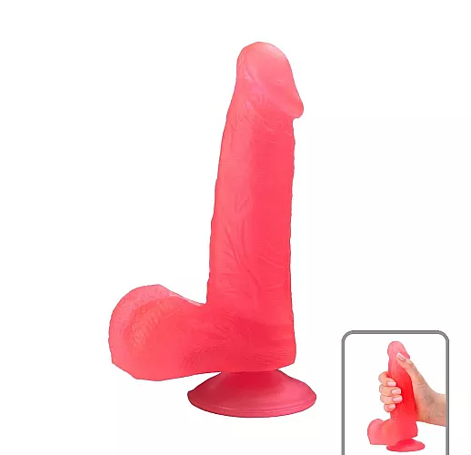 Розовый гелевый дилдо на присоске - 16,5 см.