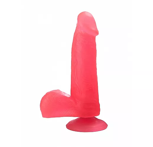 Розовый гелевый дилдо на присоске - 16,5 см.