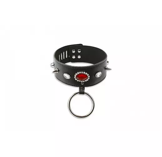 Дизайнерский ошейник с шипами и кольцом