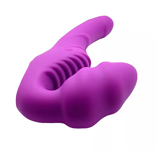 Силиконовый безремневой страпон Cosmo с 9 режимами вибрации, 2 вибромоторами, пультом ДУ, IPX7 и USB