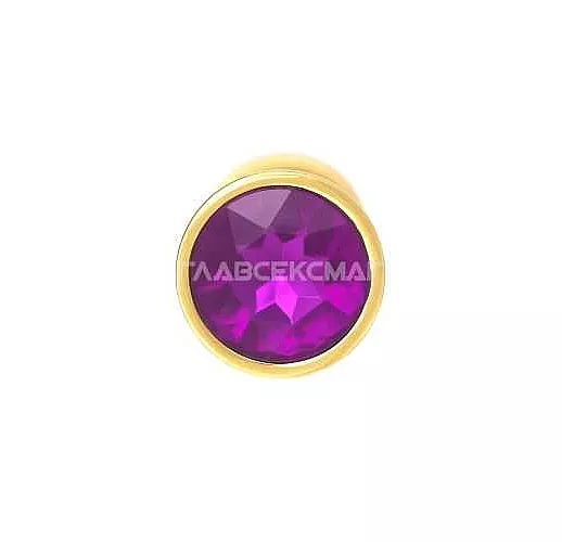 Золотистая анальная пробка с фиолетовым кристаллом - 7 см. Золотистая анальная пробка с фиолетовым кристаллом - 7 см.