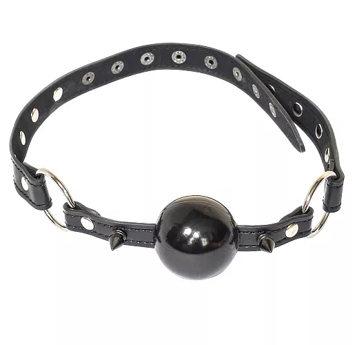 Чёрный кляп-шар Party Hard "Bare" с брутальными металлическими шипами