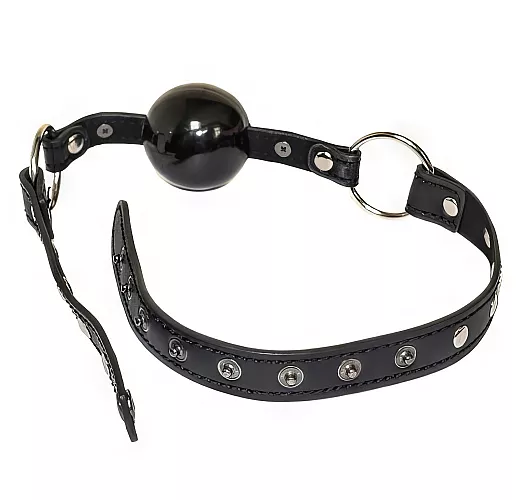 Чёрный кляп-шар Party Hard "Bare" с брутальными металлическими шипами