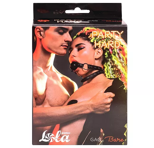 Чёрный кляп-шар Party Hard "Bare" с брутальными металлическими шипами