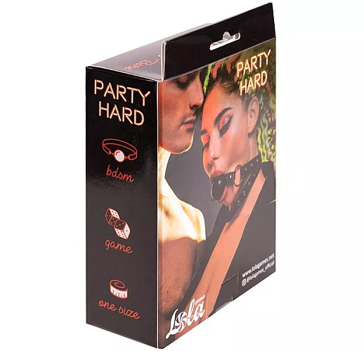 Чёрный кляп-шар Party Hard "Bare" с брутальными металлическими шипами