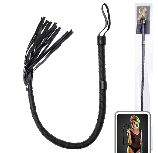 Большой чёрный кнут Party Hard "Royal" для истинного господина - 85 см.