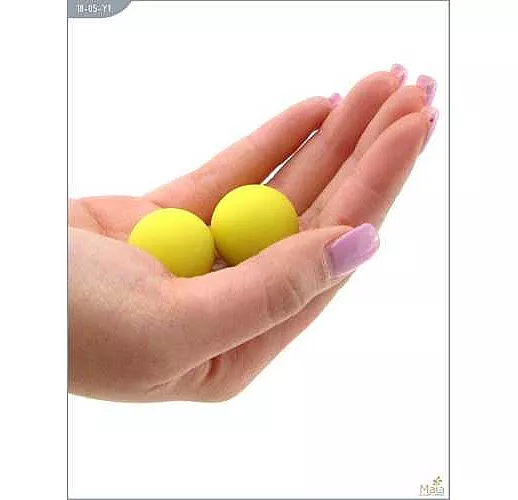 Металлические вагинальные шарики с жёлтым силиконовым покрытием