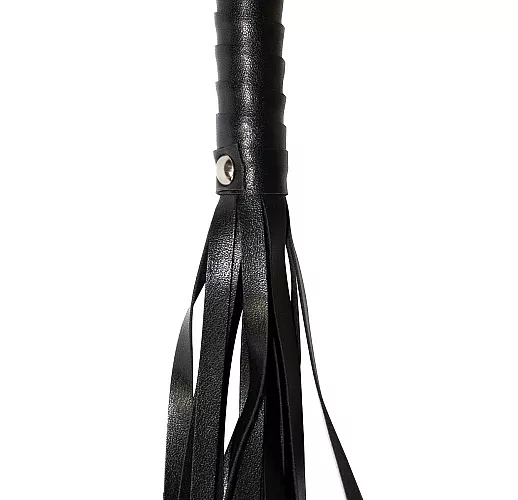 Строгая чёрная плеть Party Hard "Rebel" с массивной рукоятью - 49 см.