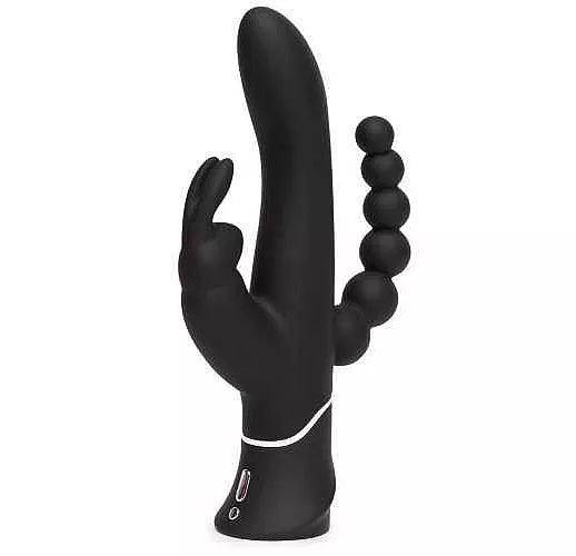 Черный перезаряжаемый вибратор Triple Curve Rechargeable Rabbit Vibrator - 25,4 см.