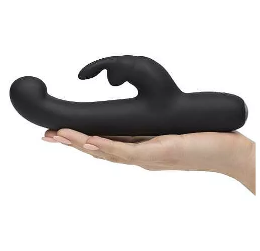 Чёрный вибратор Slimline G-Spot Rechargeable Rabbit Vibrator - 24,1 см.