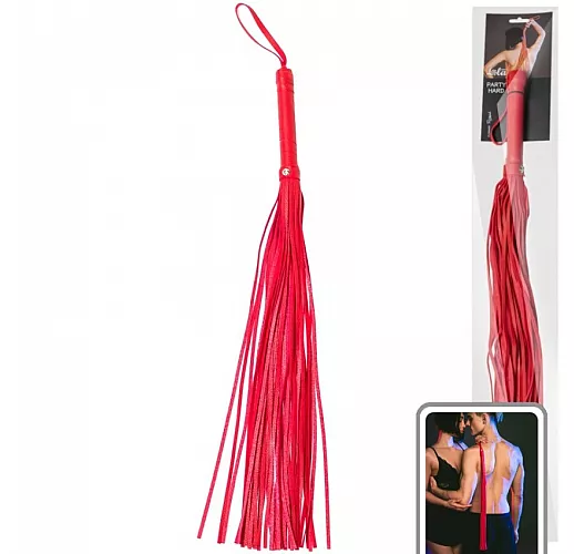 Изящная алая плеть Party Hard "Risqué" с длинными плетями - 63,5 см.