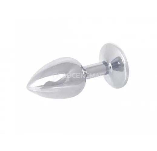Серебристая анальная втулка с прозрачным кристаллом в основании - 7 см. Серебристая анальная втулка с прозрачным кристаллом в основании - 7 см.