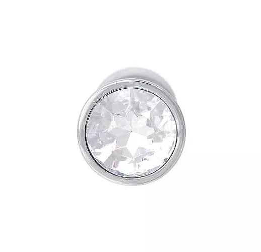Серебристая анальная втулка с прозрачным кристаллом в основании - 7 см. Серебристая анальная втулка с прозрачным кристаллом в основании - 7 см.