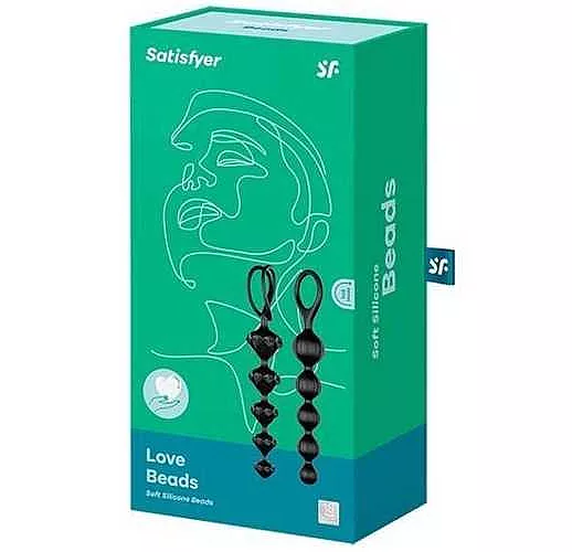Набор из 2 чёрных анальных цепочек Satisfyer Love Beads