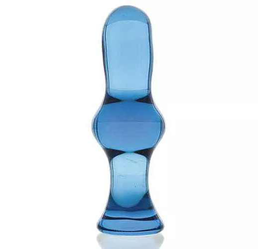 Голубая стеклянная анальная втулка - 12 см.