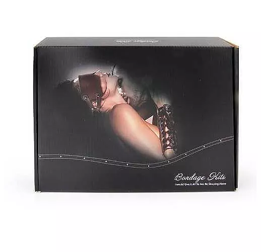 Пикантный черный текстильный набор БДСМ: наручники, оковы, ошейник с поводком, кляп, маска